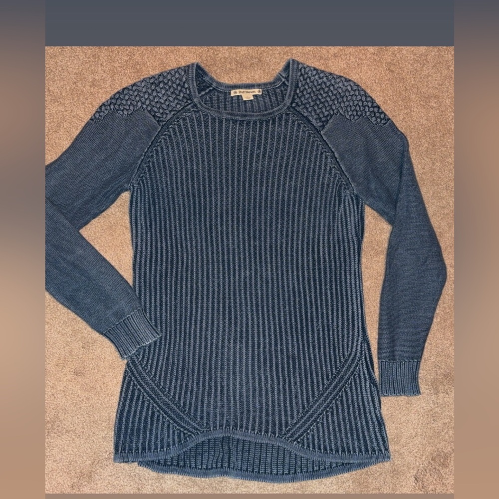 Ruff Hewn Size Small Long Sleeved Blue Tight Knit Sweater Textured Warm EUC
